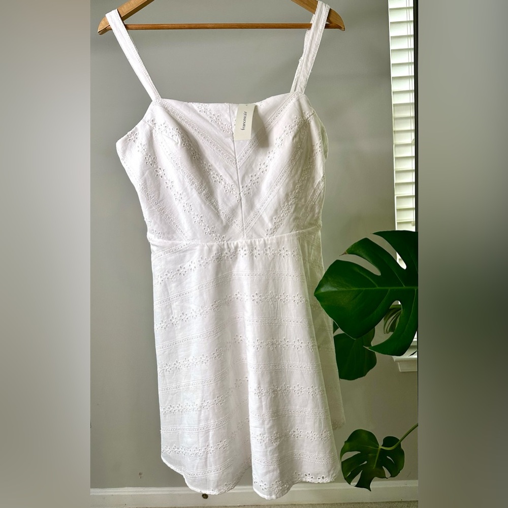 NWT Francesca's White Eyelet Broderie Anglaise Mini 100% Cotton Dress XL